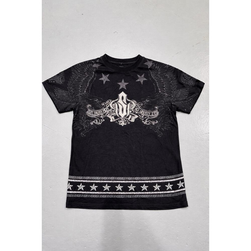 Southpole Mens M Black Graphic Logo Tee Y2K Streetwear Hip Hop Shirt